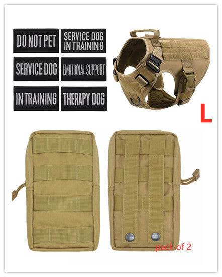 Adjustable pets herness from paetown store with patches and pockets for service dogs in training.