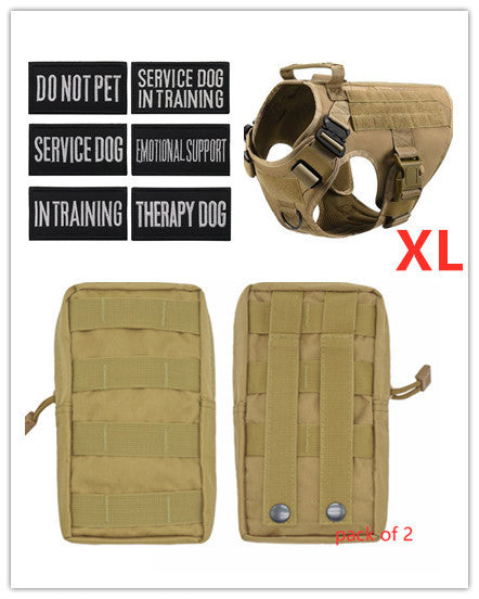 Adjustable pets herness from paetown store with tactical patches and accessories, XL size, pack of 2.