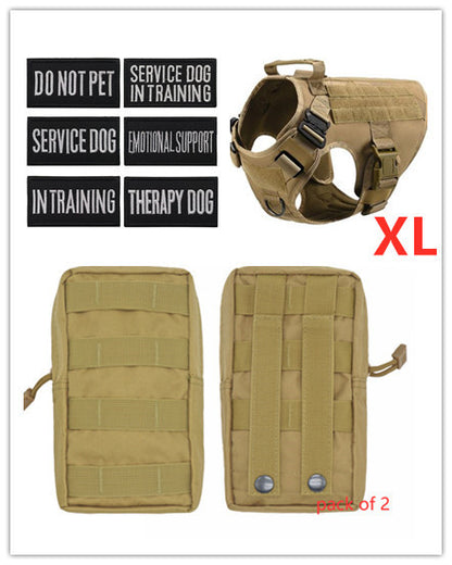 Adjustable pets herness from paetown store with tactical patches and accessories, XL size, pack of 2.